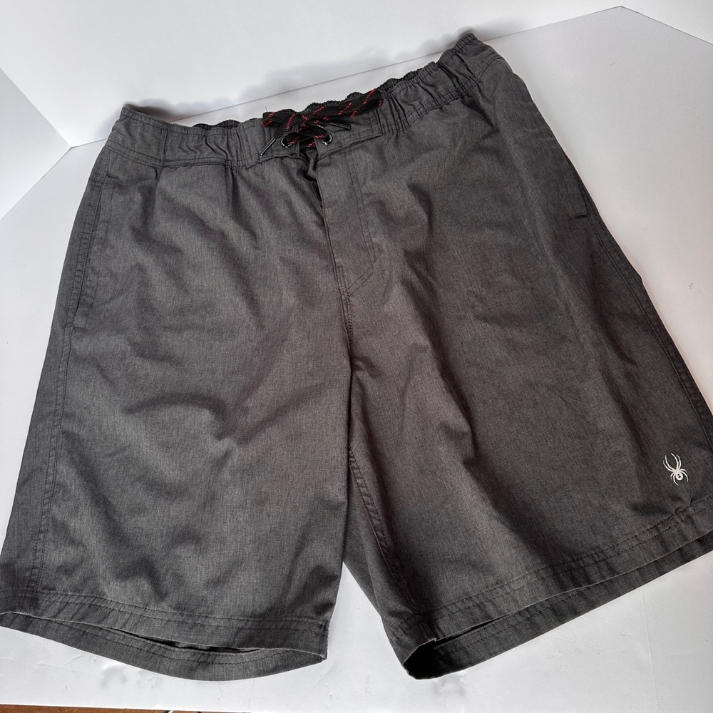 Spyder XL Mens Swim Trunks Shorts Gray Drawstring Back Pocket Athletic